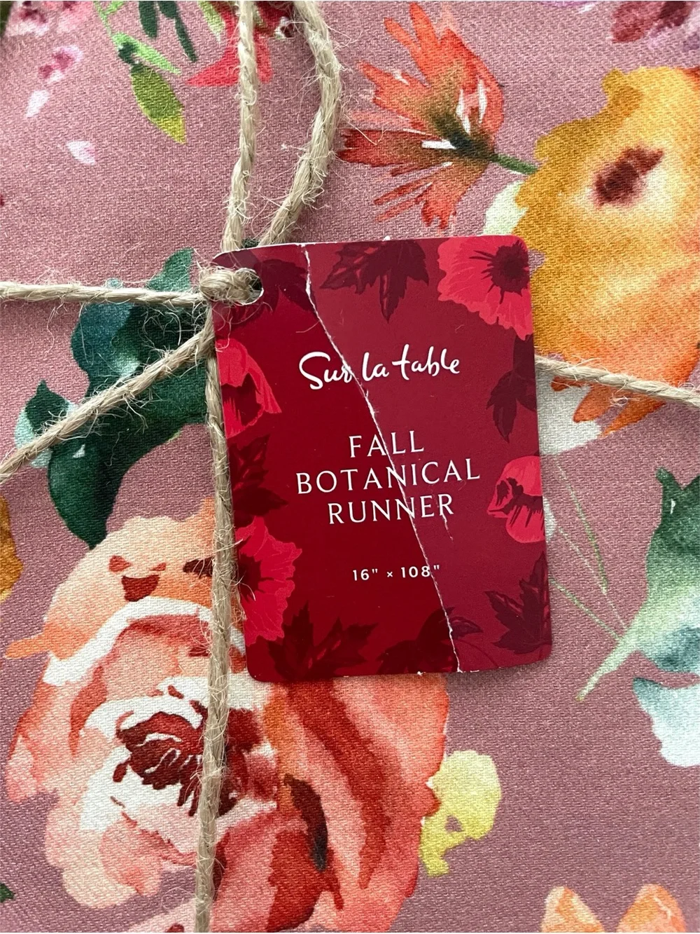 Sur La Table Fall Botanical Table Runner 100% Cotton 108